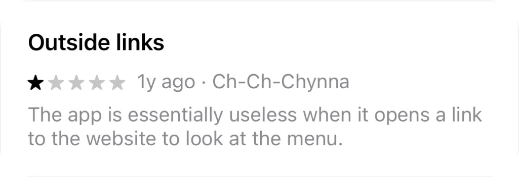 User feedback comment 5