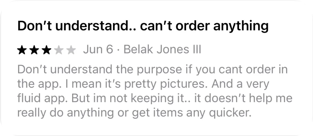 User feedback comment 3