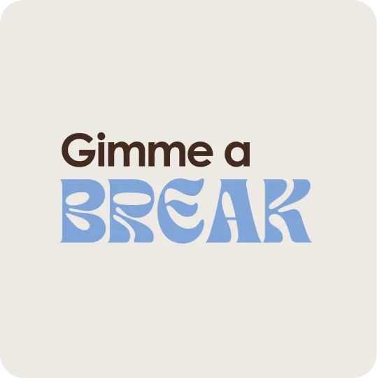 Gimme a Break logo on beige background