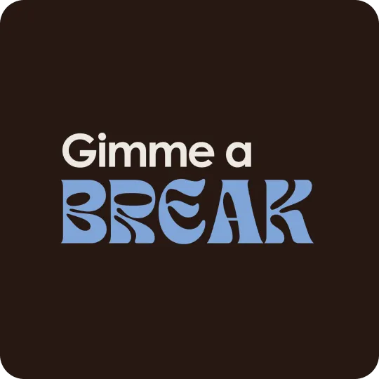 Gimme a Break logo on light brown background