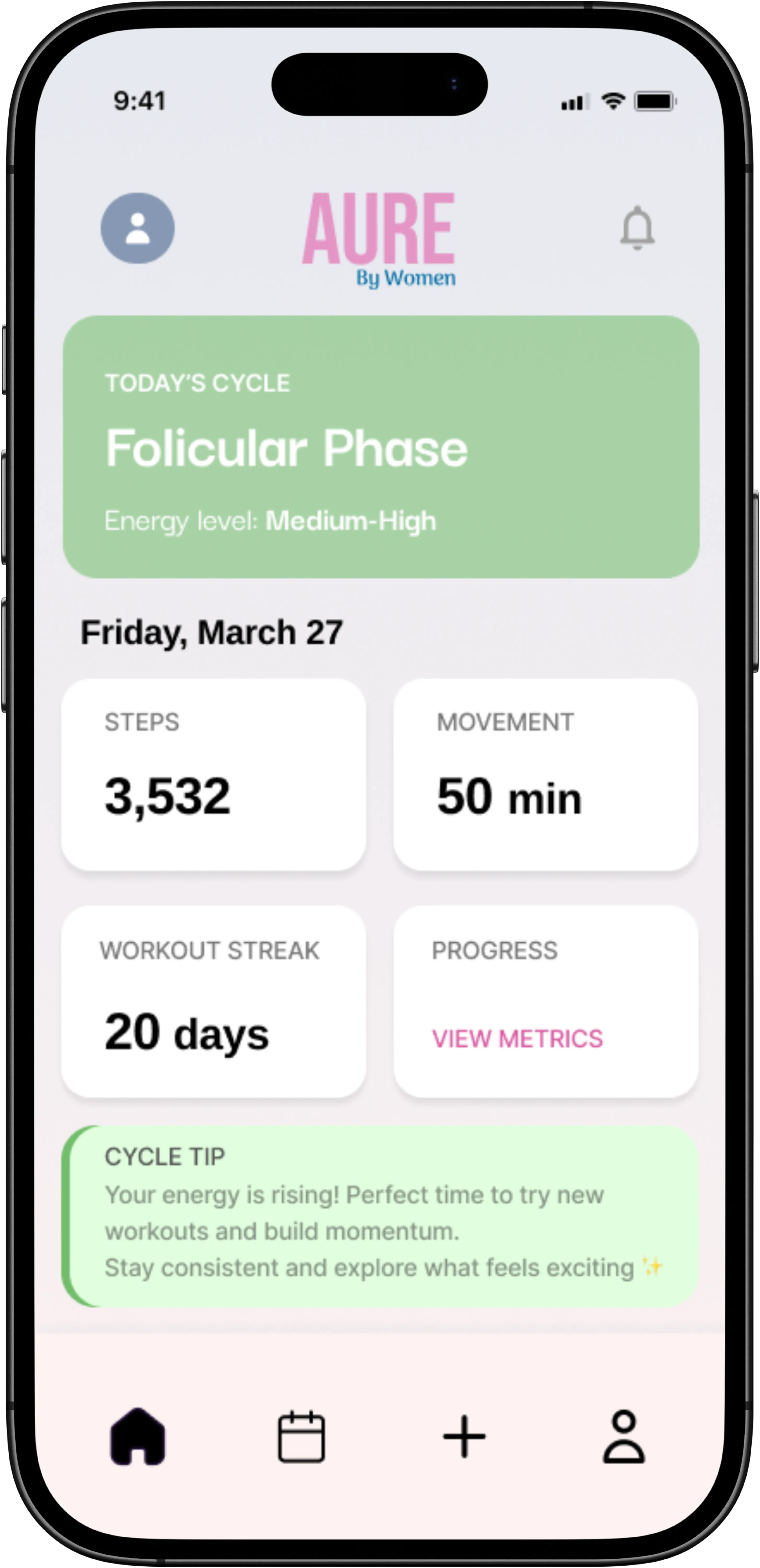 Aure by Women mockup screen 1